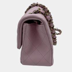 Pre Owned Chanel Pink Quilted Leather Mini Rectangle Classic Single Flap Bag