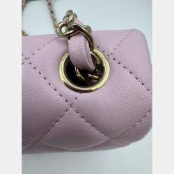 Pre Owned Chanel Pink Quilted Leather Mini Rectangle Classic Single Flap Bag