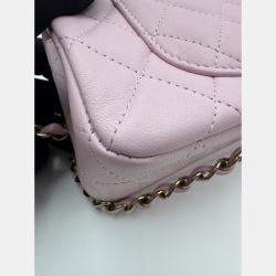 Pre Owned Chanel Pink Quilted Leather Mini Rectangle Classic Single Flap Bag