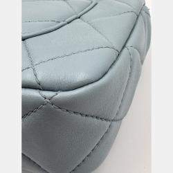 Pre Owned Chanel Blue Leather Mini Square Classic Single Flap Bag