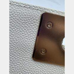 Pre Owned Chanel White Quilted Caviar Leather Medium Boy Flap Bag
