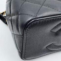 مملوكة مسبقًا حقيبة شانيل فانيتي سلسلة سوداء جلد كافيار بمقبض