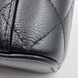 Pre Owned Chanel Vanity Heart Chain Black Caviar Leather Bag 