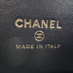 Pre Owned Chanel Vanity Heart Chain Black Caviar Leather Bag 