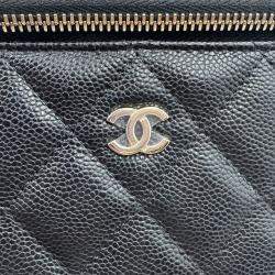 Pre Owned Chanel Vanity Chain Black Caviar Leather Bag