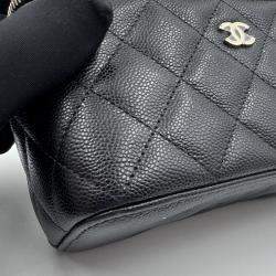 Pre Owned Chanel Vanity Chain Black Caviar Leather Bag
