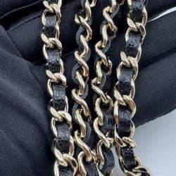 Pre Owned Chanel Vanity Chain Black Caviar Leather Bag