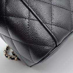 Pre Owned Chanel Vanity Chain Black Caviar Leather Bag