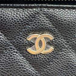 Pre Owned Chanel Vanity Chain Black Caviar Leather Bag