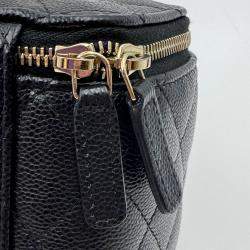 Pre Owned Chanel Vanity Chain Black Caviar Leather Bag