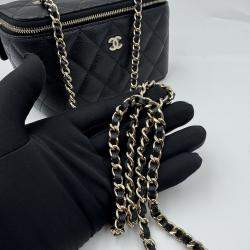 Pre Owned Chanel Vanity Chain Black Caviar Leather Bag