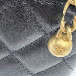 Pre Owned Chanel Vanity With Chain Black Lambskin Bag