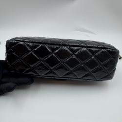 Pre Owned Chanel Wavy CC Hobo Black Crossbody Bag
