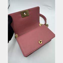 Pre Owned Chanel Pink Quilted Leather Small Boy Flap Bag