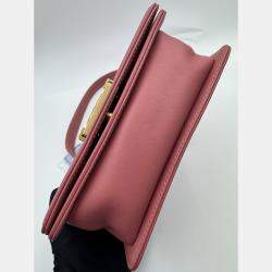 Pre Owned Chanel Pink Quilted Leather Small Boy Flap Bag