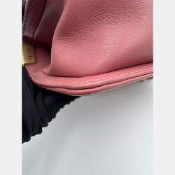 Pre Owned Chanel Pink Quilted Leather Small Boy Flap Bag