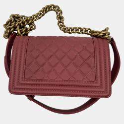 Pre Owned Chanel Pink Quilted Leather Small Boy Flap Bag