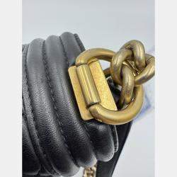 Pre Owned Chanel Black Quilted Leather Medium Boy Flap Bag