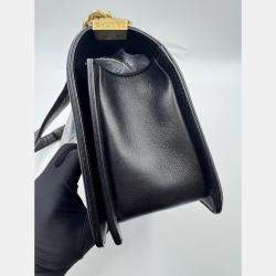 Pre Owned Chanel Black Quilted Leather Medium Boy Flap Bag