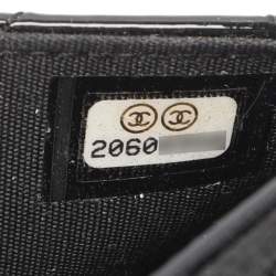 Pre Owned Chanel Black Patent Leather Boy Wallet On Chain