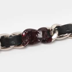 Pre Owned Chanel Black Patent Leather Boy Wallet On Chain