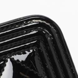 Pre Owned Chanel Black Patent Leather Boy Wallet On Chain