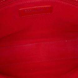 Pre Owned Chanel Red CC Quilted Crumpled Calfskin and Grosgrain Flap