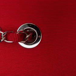 Pre Owned Chanel Red CC Quilted Crumpled Calfskin and Grosgrain Flap