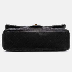 Pre Owned Chanel Black Maxi Classic Lambskin Double Flap