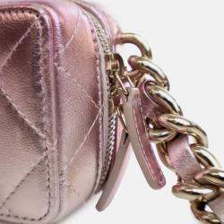 Pre Owned Chanel Pink Mini Metallic Lambskin Coco Punk Cube Bag