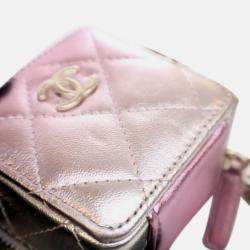Pre Owned Chanel Pink Mini Metallic Lambskin Coco Punk Cube Bag