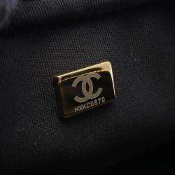 Pre Owned Chanel Black Grey Small CC Wool Tweed Flap