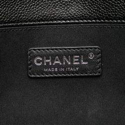 Pre Owned Chanel Grey Medium Quilted Tweed Caviar Boy Flap
