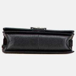 Pre Owned Chanel Grey Medium Quilted Tweed Caviar Boy Flap