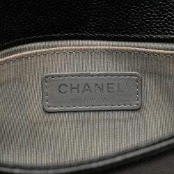 Pre Owned Chanel Black Small Quilted Caviar Boy Flap