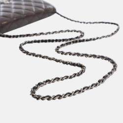 Pre Owned Chanel Brown CC Quilted Shiny Crumpled Calfskin Wallet on Chain