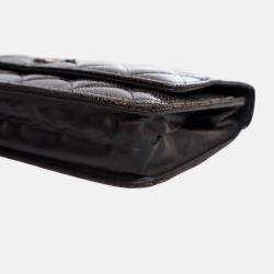 Pre Owned Chanel Brown CC Quilted Shiny Crumpled Calfskin Wallet on Chain