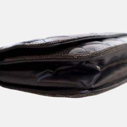 Pre Owned Chanel Brown CC Quilted Shiny Crumpled Calfskin Wallet on Chain