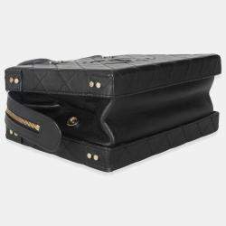 Pre Owned Chanel Black Quilted Calfskin Studded Square Vanity Case