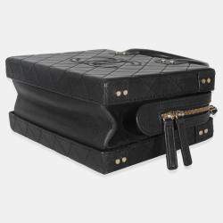 Pre Owned Chanel Black Quilted Calfskin Studded Square Vanity Case