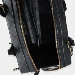 Pre Owned Chanel Black Quilted Calfskin Studded Square Vanity Case