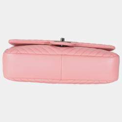Pre Owned Chanel Pink Lambskin Medium CC Crossing Flap Bag