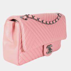 Pre Owned Chanel Pink Lambskin Medium CC Crossing Flap Bag