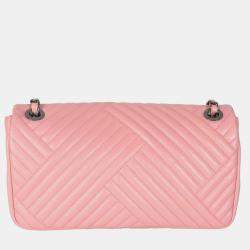 Pre Owned Chanel Pink Lambskin Medium CC Crossing Flap Bag