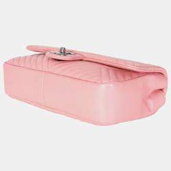 Pre Owned Chanel Pink Lambskin Medium CC Crossing Flap Bag