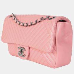 Pre Owned Chanel Pink Lambskin Medium CC Crossing Flap Bag