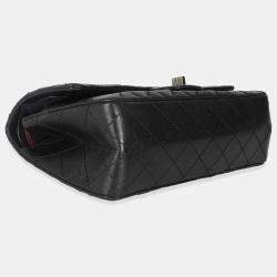 Pre Owned Chanel Black Aged Quilted Calfskin 2.55 Small Reissue 225 Flap Bag