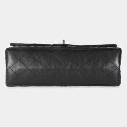 Pre Owned Chanel Black Aged Quilted Calfskin 2.55 Small Reissue 225 Flap Bag