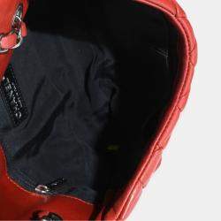 Pre Owned Chanel Red Lambskin Large New Bubble Flap Bag