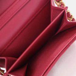 Pre Owned Chanel Red Lambskin 19 Cardholder on Chain
